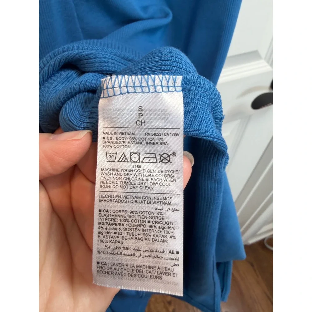 Old Navy Womens Blue Ribbed Halter Midi Dress Keyhole Neckline Size S New